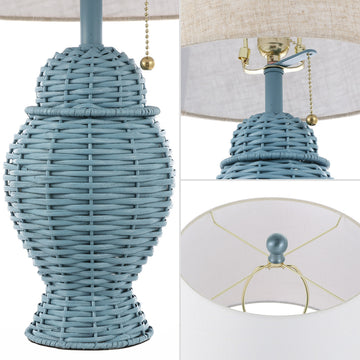 Margie Wicker 20.5" Bohemian Rustic Iron LED Table Lamp - JONATHAN Y